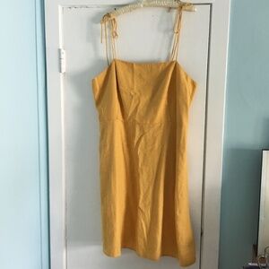 NWT Old Navy Linen Blend Mini Dress, Ruched back, Yellow, XL Tall